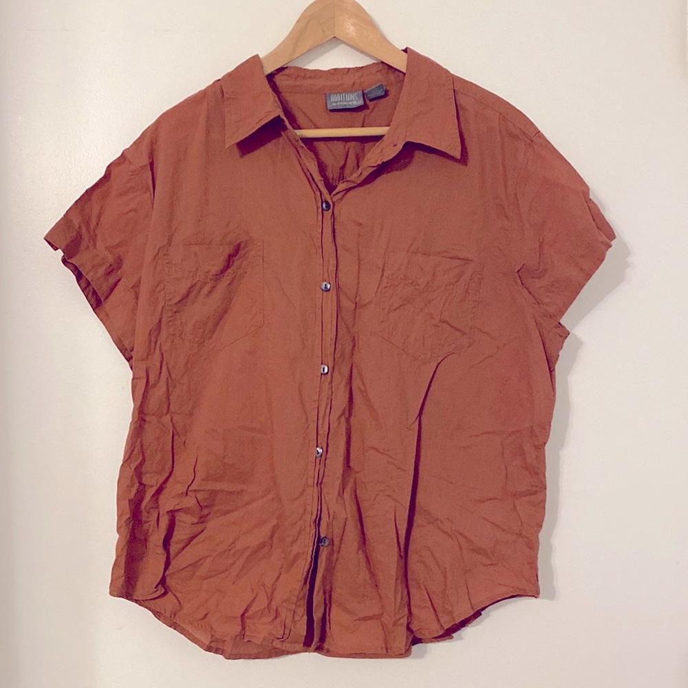 Additions by CHICOS Terracotta Short Sleeve Button Up